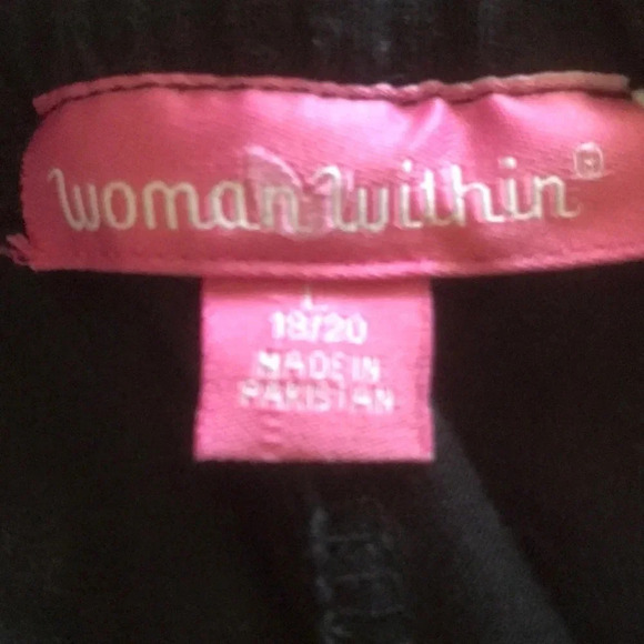 WOMAN WITHIN Leggings black elastic waistband cotton spandex size L 18/20 - Picture 3 of 7